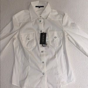 GUCCI long-sleeve white oxford blouse
